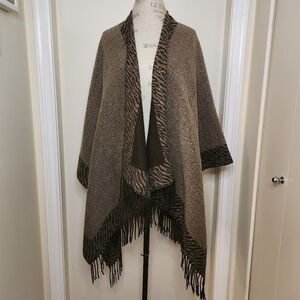 Vintage Reversible Zebra Cape Shawl